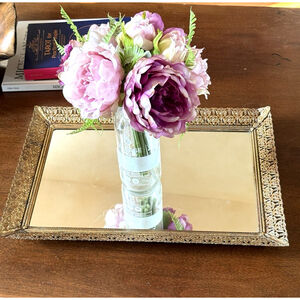 Vintage Mid-Century Vanity Mirrored Ornate Tray Dressing Table Display